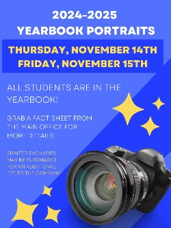 School picture day, all students take pictures,  pick up a fact sheet from the main office